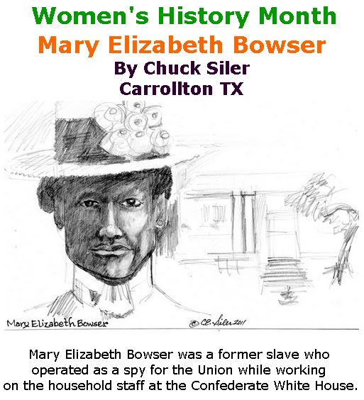 BlackCommentator.com March 15, 2018 - Issue 733: Women's History Month - Mary Elizabeth Bowser - Political Cartoon By Chuck Siler, Carrollton TX