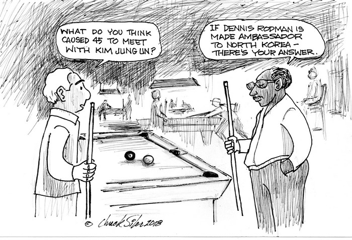 BlackCommentator.com March 22, 2018 - Issue 734: Ambassador Rodman - Political Cartoon By Chuck Siler, Carrollton TX