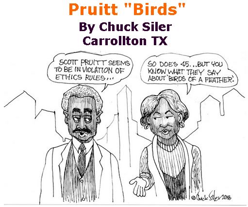 BlackCommentator.com April 12, 2018 - Issue 737: Pruitt "Birds" - Political Cartoon By Chuck Siler, Carrollton TX
