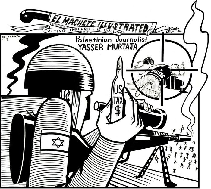 BlackCommentator.com April 19, 2018 - Issue 738: Yasser Murtaja - Political Cartoon By Eric Garcia, Chicago IL