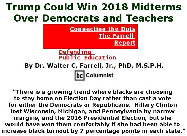 BlackCommentator.com May 17, 2018 - Issue 742: Trump Could Win 2018 Midterms Over Democrats and Teachers - Connecting the Dots - The Farrell Report - Defending Public Education By Dr. Walter C. Farrell, Jr., PhD, M.S.P.H., BC Columnist