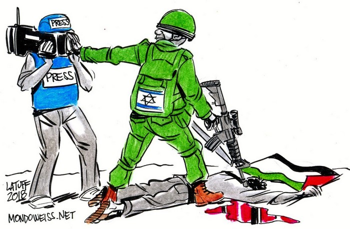 BlackCommentator.com May 31, 2018 - Issue 744: Israel May Ban Images of Slaughter of Palestinians - Political Cartoon By Carlos Latuff, Rio de Janeiro Brazil