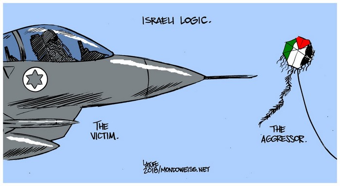 BlackCommentator.com June 14, 2018 - Issue 746: Israeli Logic - Political Cartoon By Carlos Latuff, Rio de Janeiro Brazil