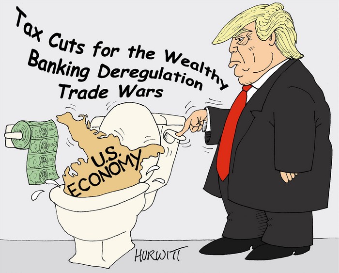 BlackCommentator.com September 06, 2018 - Issue 754: The Trump Flush - Political Cartoon By Mark Hurwitt, Brooklyn NY