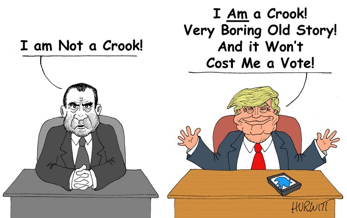 BlackCommentator.com October 11, 2018 - Issue 759: Who's the Crook - Political Cartoon By Mark Hurwitt, Brooklyn NY