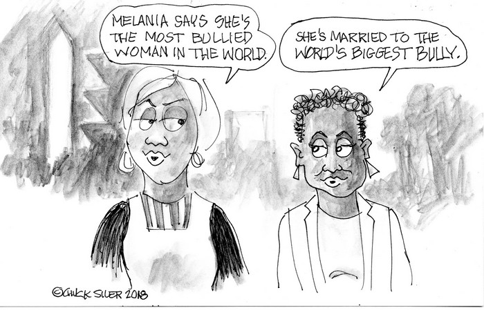 BlackCommentator.com October 18, 2018 - Issue 760: Melania Bullied - Political Cartoon By Chuck Siler, Carrollton TX