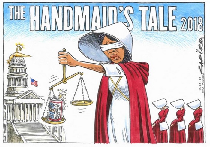 BlackCommentator.com October 18, 2018 - Issue 760: The Handmaid's Tale of Donald J Kavanaugh - Political Cartoon By Zapiro, South Africa