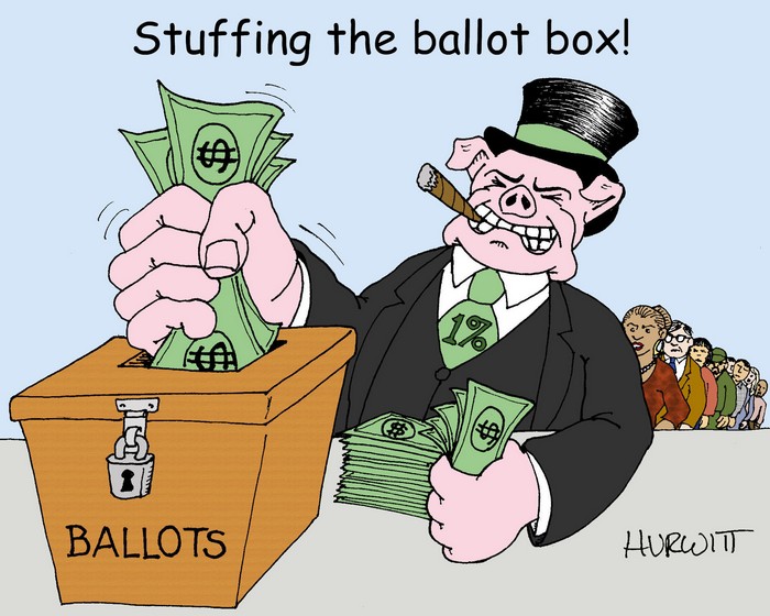 BlackCommentator.com November 08, 2018 - Issue 763: Stuffing the Ballot Box - Political Cartoon By Mark Hurwitt, Brooklyn NY