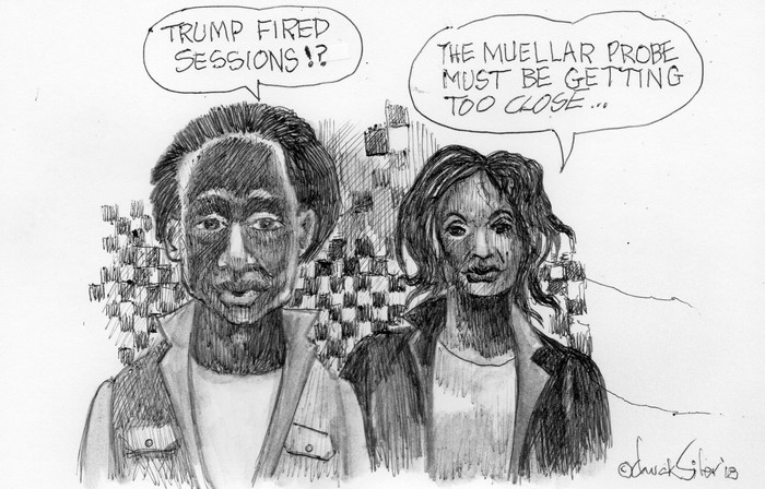 BlackCommentator.com November 15, 2018 - Issue 764: Sessions Firing - Political Cartoon By Chuck Siler, Carrollton TX