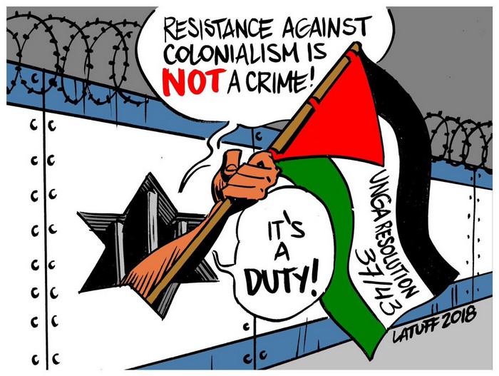 BlackCommentator.com December 13, 2018 - Issue 768: Resistance Against Colonialism - Political Cartoon By Carlos Latuff, Rio de Janeiro Brazil