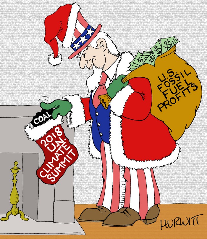 BlackCommentator.com December 20, 2018 - Issue 769: 2018 U.N. Climate Summit - Political Cartoon By Mark Hurwitt, Brooklyn NY