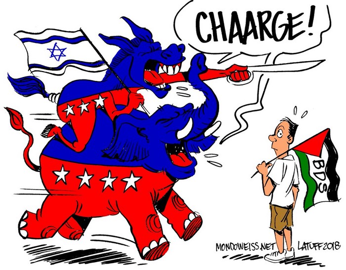 BlackCommentator.com December 20, 2018 - Issue 769: Israel Anti-Boycott Act - Political Cartoon By Carlos Latuff, Rio de Janeiro Brazil