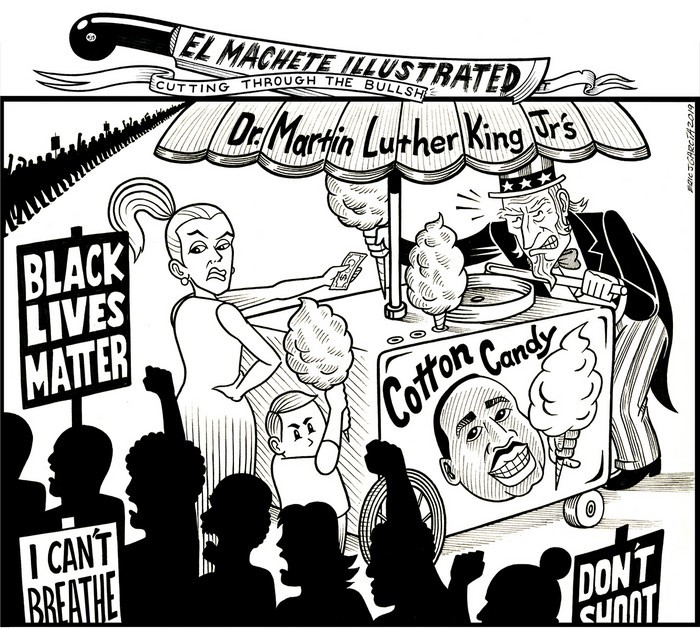 BlackCommentator.com January 24, 2019 - Issue 773: MLK Cotten Candy - Political Cartoon By Eric Garcia, Chicago IL
