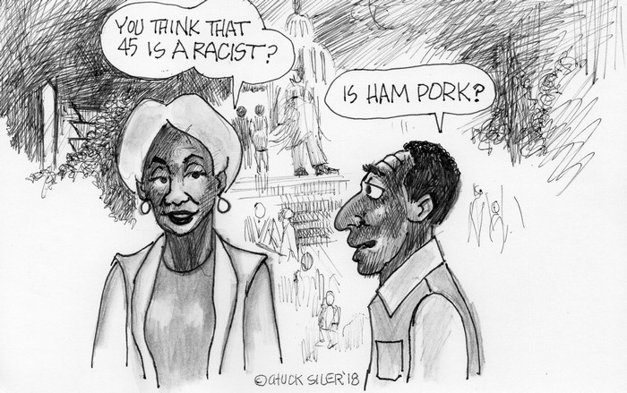 BlackCommentator.com February 14, 2019 - Issue 776: Ham - Pork - Political Cartoon By Chuck Siler, Carrollton TX