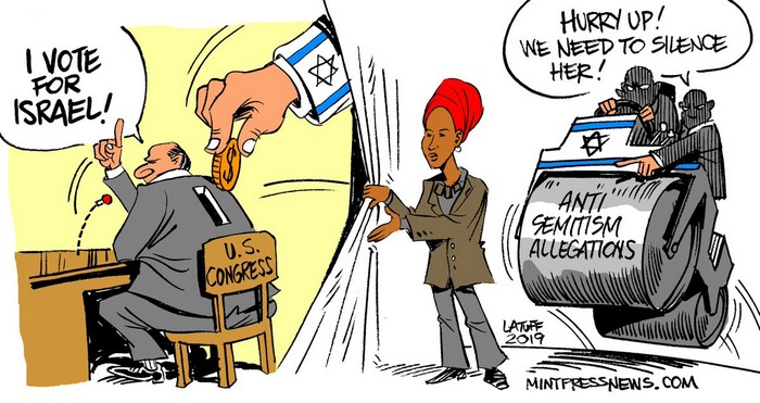 BlackCommentator.com March 14, 2019 - Issue 780: I Stand With Ilhan - Political Cartoon By Carlos Latuff, Rio de Janeiro Brazil