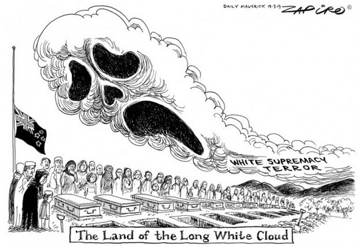 BlackCommentator.com March 21, 2019 - Issue 781: The Land of the Long White Cloud - Political Cartoon By Zapiro, South Africa