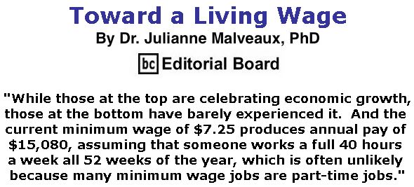 BlackCommentator.com April 04, 2019 - Issue 783: Toward a Living Wage By Dr. Julianne Malveaux, PhD, BC Editorial Board