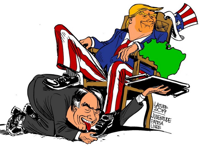 BlackCommentator.com May 23, 2019 - Issue 790: Bolsonaro - Our President - Political Cartoon By Carlos Latuff, Rio de Janeiro Brazil
