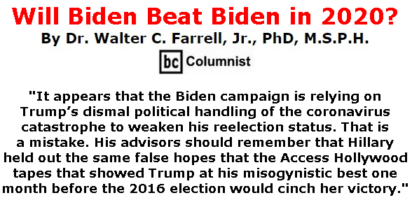 BlackCommentator.com Mar 26, 2020 - Issue 811: Will Biden Beat Biden in 2020? By Dr. Walter C. Farrell, Jr., PhD, M.S.P.H., BC Columnist