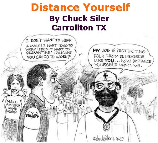 BlackCommentator.com Apr 23, 2020 - Issue 815: Distance Yourself - Political Cartoon By Chuck Siler, Carrollton TX