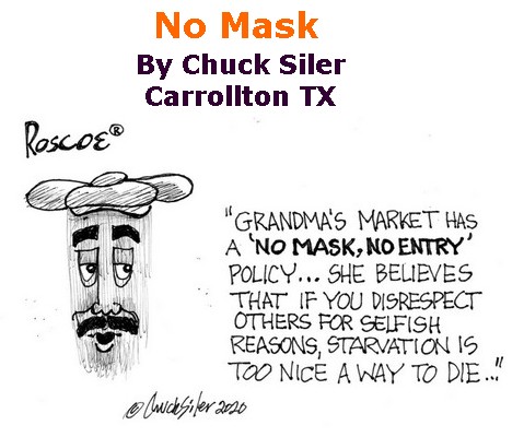 BlackCommentator.com June 04, 2020 - Issue 821: No Mask - Political Cartoon By Chuck Siler, Carrollton TX