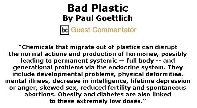 BlackCommentator.com Sept 17, 2020 - Issue 833: Bad Plastic By Paul Goettlich, BC Guest Commentator