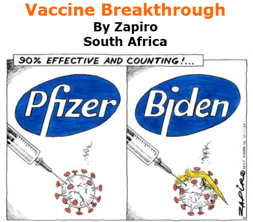 BlackCommentator.com Nov 12, 2020 - Issue 841: Vaccine Breakthrough - Political Cartoon By Zapiro, South Africa