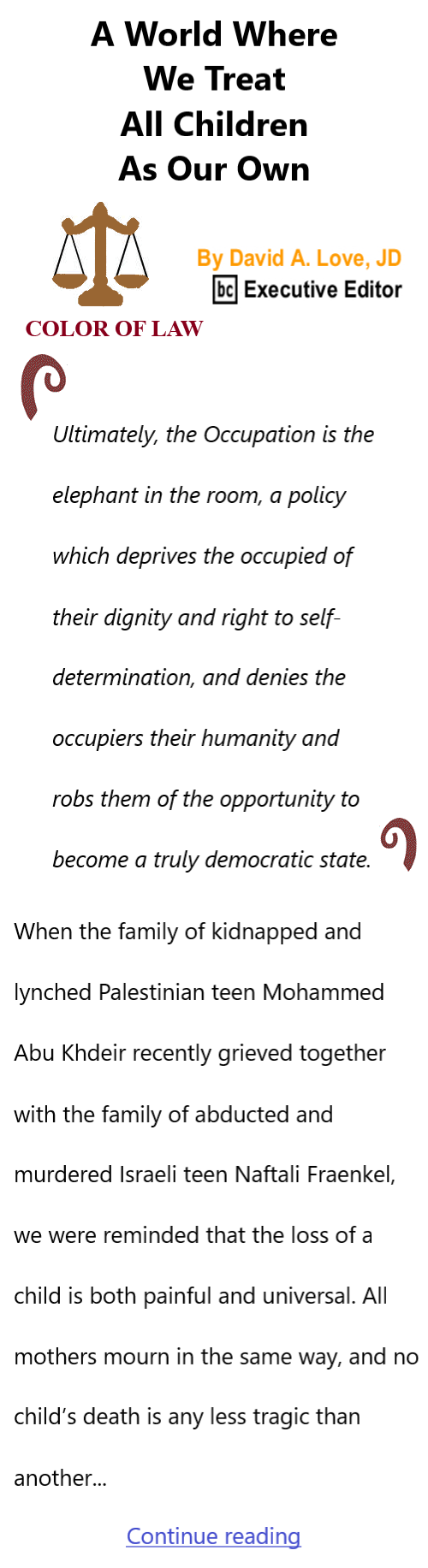BlackCommentator.com September 25, 2025 - Issue 1056: A World Where We Treat All Children As Our Own - Color of Law By David A. Love, JD, BC Executive Editor