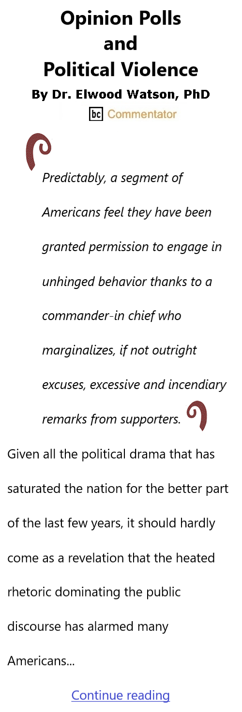 BlackCommentator.com December 11, 2025 - Issue 1067: Opinion Polls and Political Violence By Dr. Elwood Watson, PhD BC Commentator