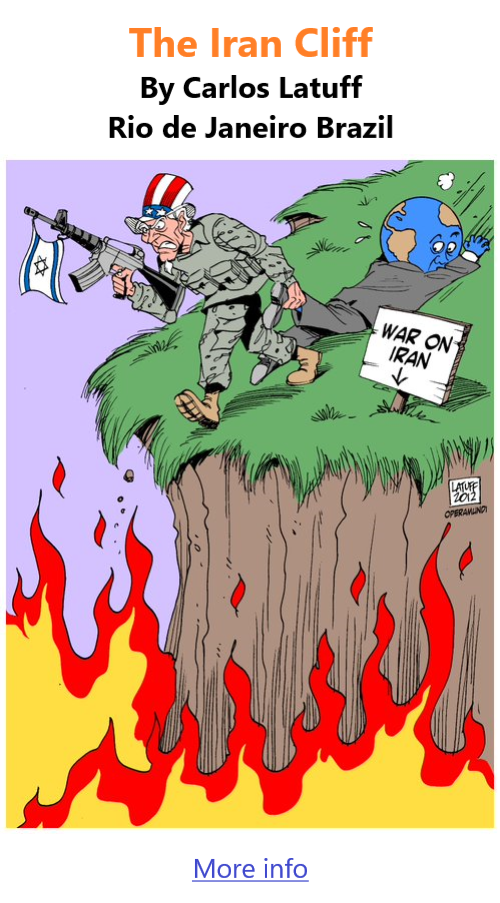 BlackCommentator.com March 19, 2026 - Issue 1079: The Iran Cliff: Political Cartoon By Carlos Latuff, Rio de Janeiro Brazil