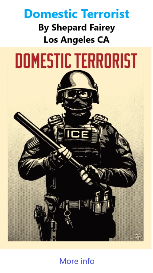 BlackCommentator.com April 9, 2026 - Issue 1082: Domestic Terrorist - Art By Shepard Fairey, Los Angeles CA