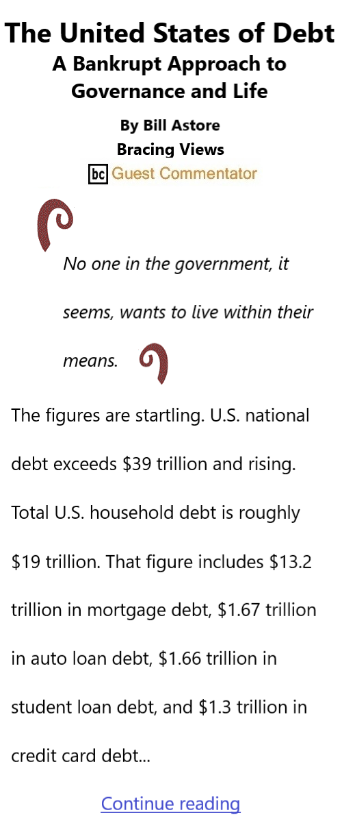 BlackCommentator.com April 16, 2026 - Issue 1083: The United States of Debt By Bill Astore, Bracing Views, BC Guest Commentator