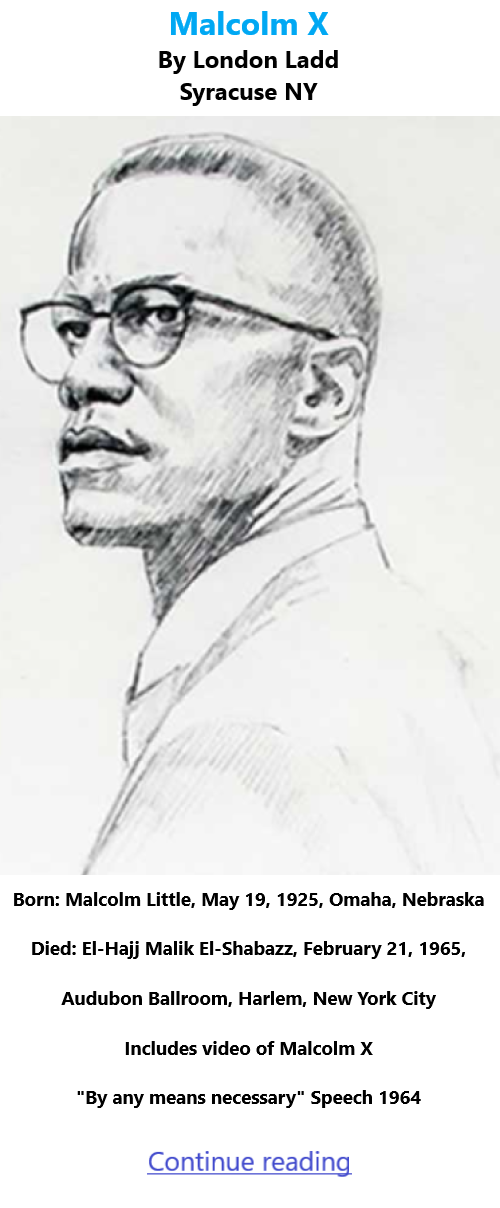 BlackCommentator.com May 15, 2026 - Issue 1087: Malcolm X - Art By London Ladd, Syracuse NY