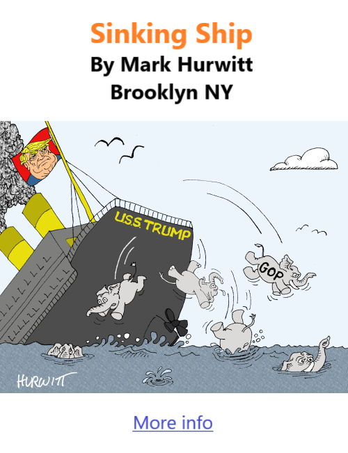 BlackCommentator.com June 11, 2026 - Issue 1089: Sinking Ship - Political Cartoon By Mark Hurwitt, Brooklyn NY