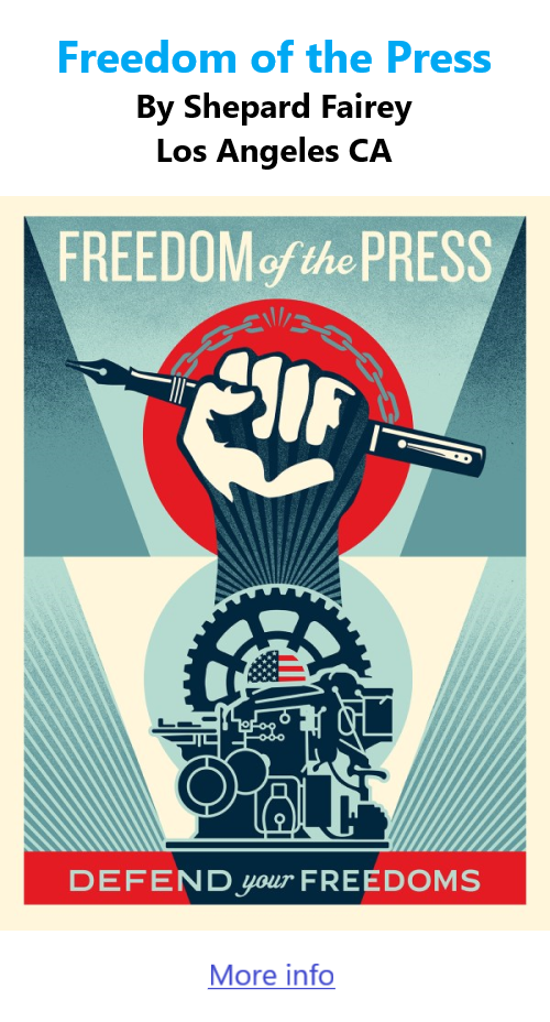 BlackCommentator.com October 8, 2026 - Issue 1101: Freedom of the Press - Art By Shepard Fairey, Los Angeles CA