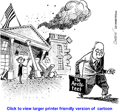 Cartoon: Karl Rove Quits By Patrick Chappatte, The International Herald Tribune