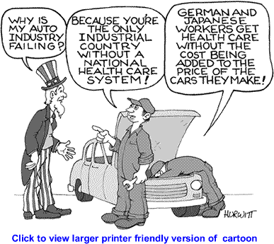 Political Cartoon: Auto Industry Health Care By Mark Hurwitt