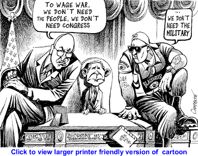 Political Cartoon: Privatization of the Iraq War By Patrick Chappatte, NZZ am Sonntag