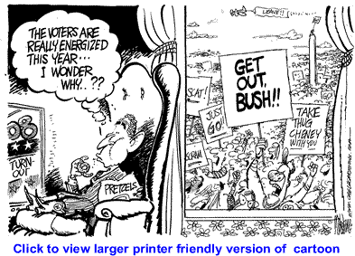 Political Cartoon: Bush Energized Voters By Mike Lane, Cagle Cartoons