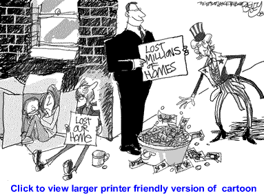 Political Cartoon: Banker Bum