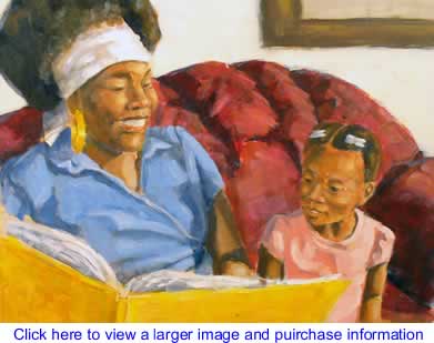 The Black Commentator - Art: Mother Reading to Daughter By London Ladd