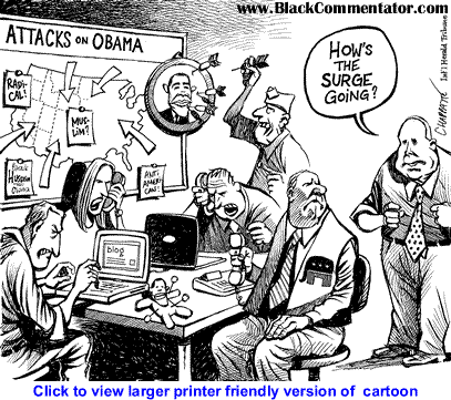 Political Cartoon: Attacks on Obama By Patrick Chappatte, The International Herald Tribune
