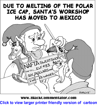 Political Cartoon: Santa's Workshop Moves By Mark Hurwitt