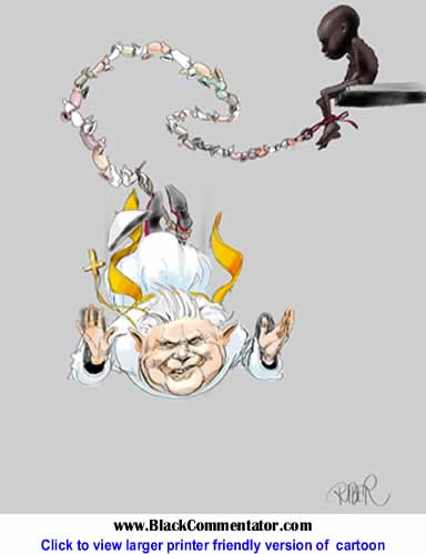 Political Cartoon: Pope Bungyjumping with Condoms By Riber Hansson, Sweden
