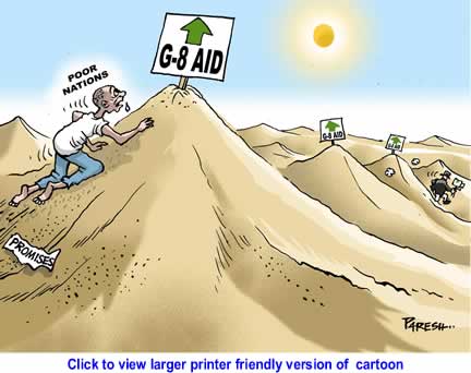 Political Cartoon: G-8 Aid Promises By Paresh Nath, The Khaleej Times, UAE