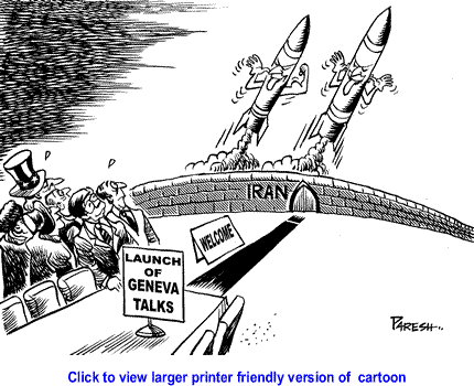 Cartoon: Iranian missiles By Paresh Nath, The Khaleej Times, UAE