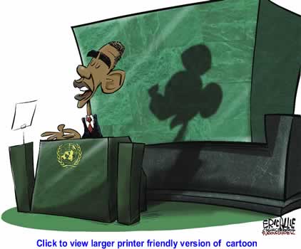 Cartoon: Obama at the UN By Eric Allie, Caglecartoons.com