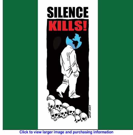 Art: World for Palestine Calendar - Silence Kills - July 2010 By Carlos Latuff for Resistance Art