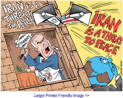Political Cartoon: Iran is a THREAT to Peace By Carlos Latuff