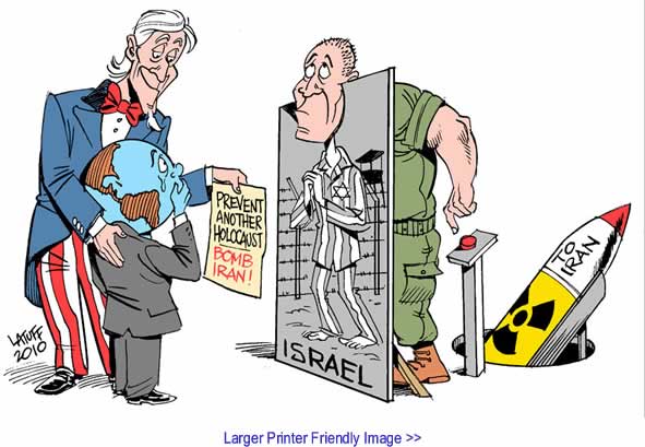 Political Cartoon: Prevent Holocaust BOMB IRAN By Carlos Latuff